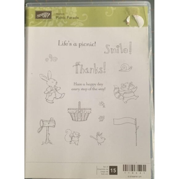 Stampin Up! "Picnic Parade" Rubber Stamp Set of 15 - Picture 1 of 3